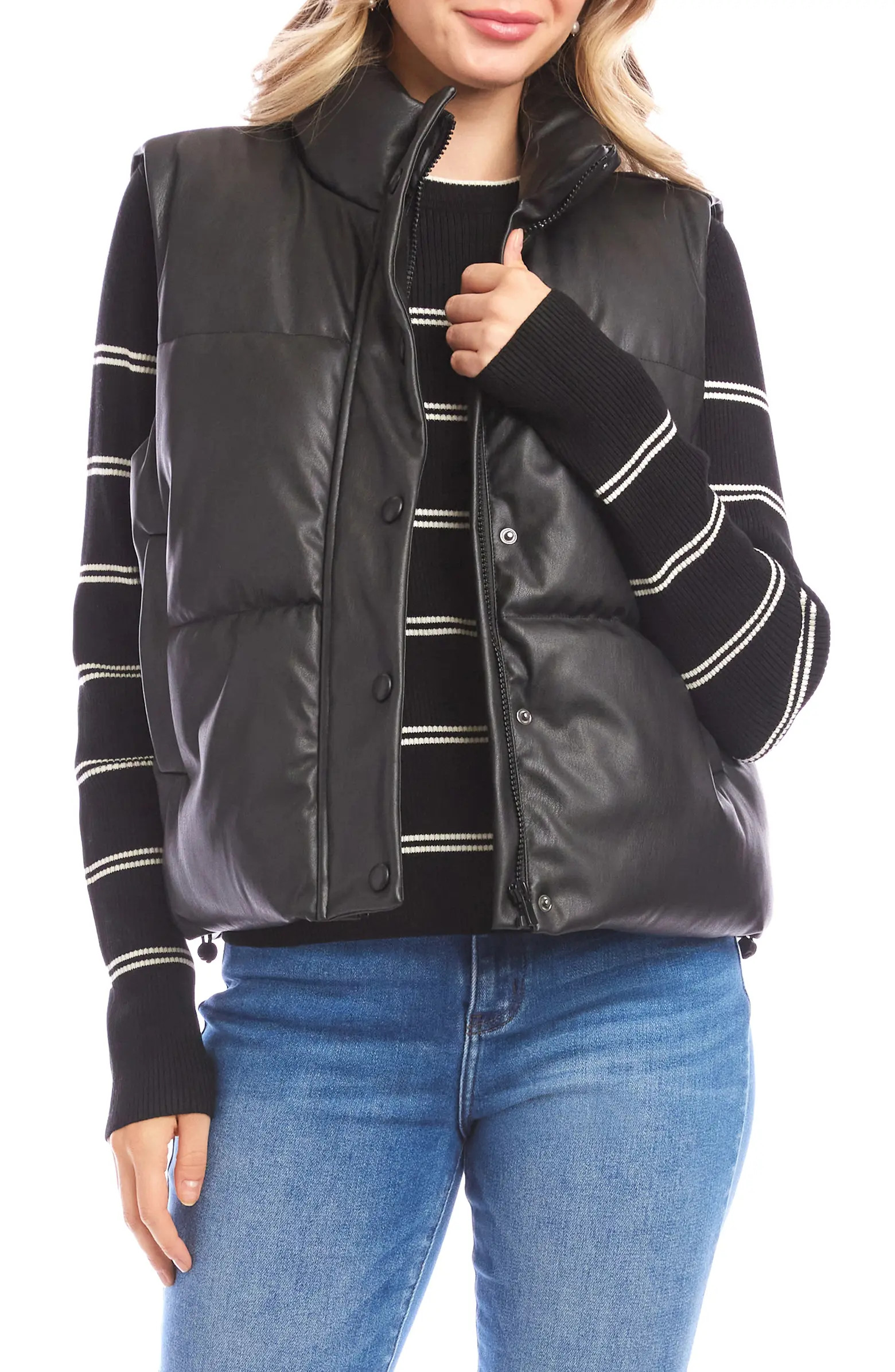 Quilted Faux Leather Puffer Vest | Nordstrom