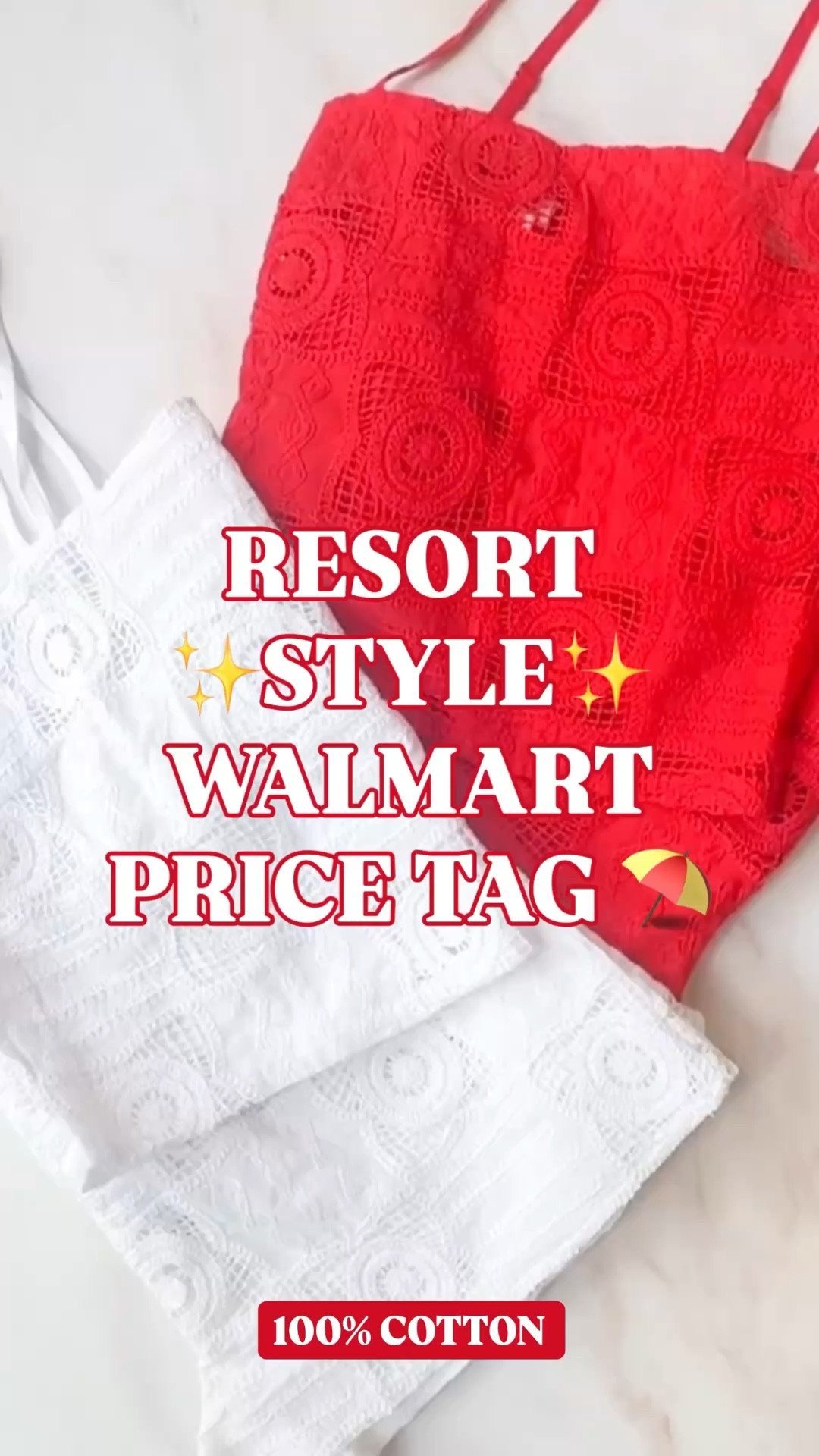 Resort Style. Walmart Price Tag. 🤍🔴

The geometric tile crochet. Repeating square motifs with circular medallion centers and open lacework between each tile. The kind of crochet construction that looks handcrafted and intentional …the kind that reads significantly more expensive than it is. 

Cropped square neck cami with adjustable spaghetti straps. Matching high-waisted crochet shorts with elastic waistband. 100% recycled cotton.Wear it over a bikini. Wear it to a coastal lunch. Wear it on the boat. It works everywhere the setting is warm and she wants to look like she belongs somewhere beautiful.
$17 for the top. $17 for the shorts. $34 for the complete set.

Available in white and red. 

If you are searching for: vacation outfit women vacation outfits beach resort outfit women beach coverup women pool coverup women crochet set women matching set women two piece set women

This is the one. 🤍❤️

She earns the compliments. Walmart delivers her to your door.

crochet set women, crochet two piece set, crochet coverup set, geometric crochet set, vacation outfit women, vacation outfits beach, resort outfit women, resort set women, beach coverup women, swim coverup women, pool coverup women, beach outfit women, resort wear women, matching set women, two piece set women, crochet top women, crochet shorts women, white crochet set, red crochet set, summer set women, spring set women, beach vacation outfit, pool outfit women, coastal outfit women, boat outfit women, Walmart fashion finds, Walmart style women, affordable resort wear, look for less resort wear, look for less, summer outfit women, spring outfit women, coverup women
#LTKFindsUnder50 #Coverup #SwimCoverup #PoolCoverup #MatchingSet #Vacation9utfit 



#LTKSwim #LTKSeasonal #LTKTravel