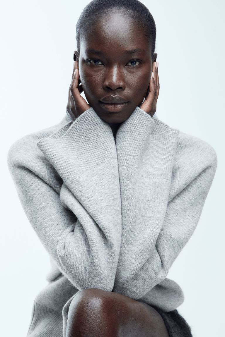 Wool-blend Mock-turtleneck Sweater - Gray melange - Ladies | H&M US | H&M (US + CA)