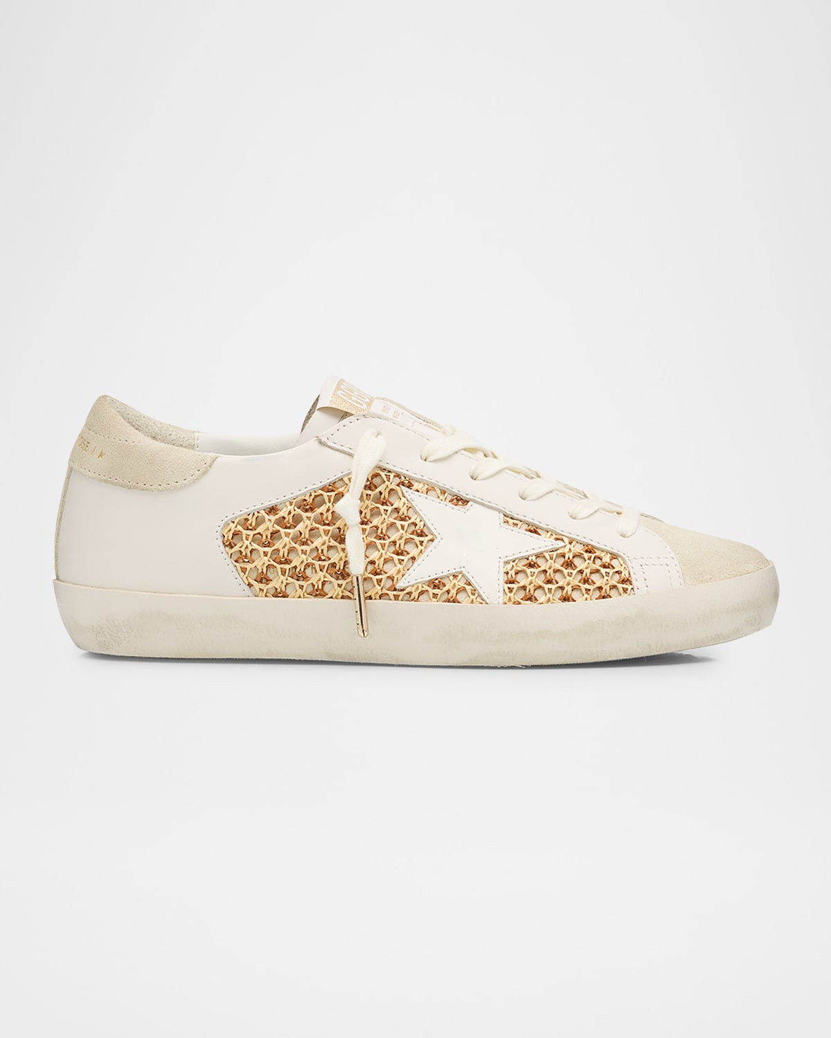 Superstar Raffia Net Leather Low-Top Sneakers | Neiman Marcus