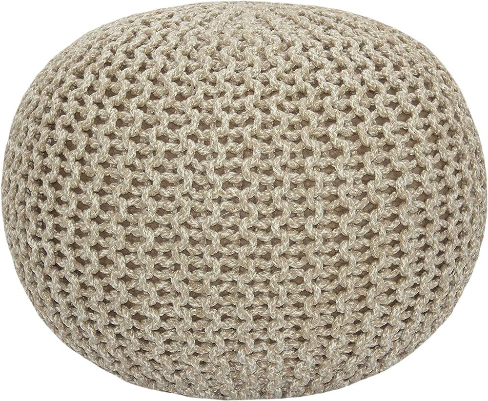 COTTON CRAFT Round Pouf Ottoman - Knitted Cotton Tweed Braid Cable Dori Floor Pouf - Footstool Ac... | Amazon (CA)