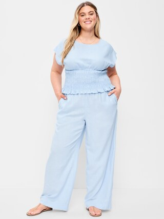 High-Waisted Linen-Blend Wide-Leg Pants | Old Navy (US)