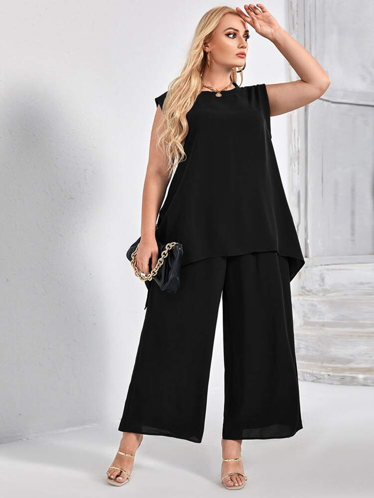 EMERY ROSE Plus Solid Tank Top & Wide Leg Pants
       
              
              $23.99  
   ... | SHEIN