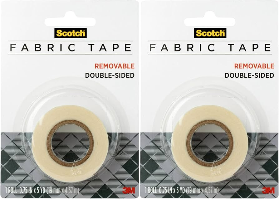 Scotch Removable Fabric Tape, 3/4 in x 180 in (15 ft), 2 Rolls \u2013 Double-Sided No-Sew Hemming... | Amazon (US)