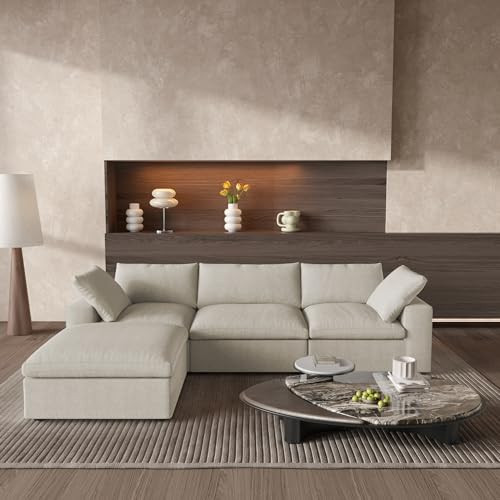 Cloud Modular Sectional Sofa with Storage Ottoman,120.45" L Shaped Couch for Living Room,Down Filled Convertible Couch Deep Seat for Office Apartment,Covers Washable&Replaceable(Khkai) | Amazon (US)