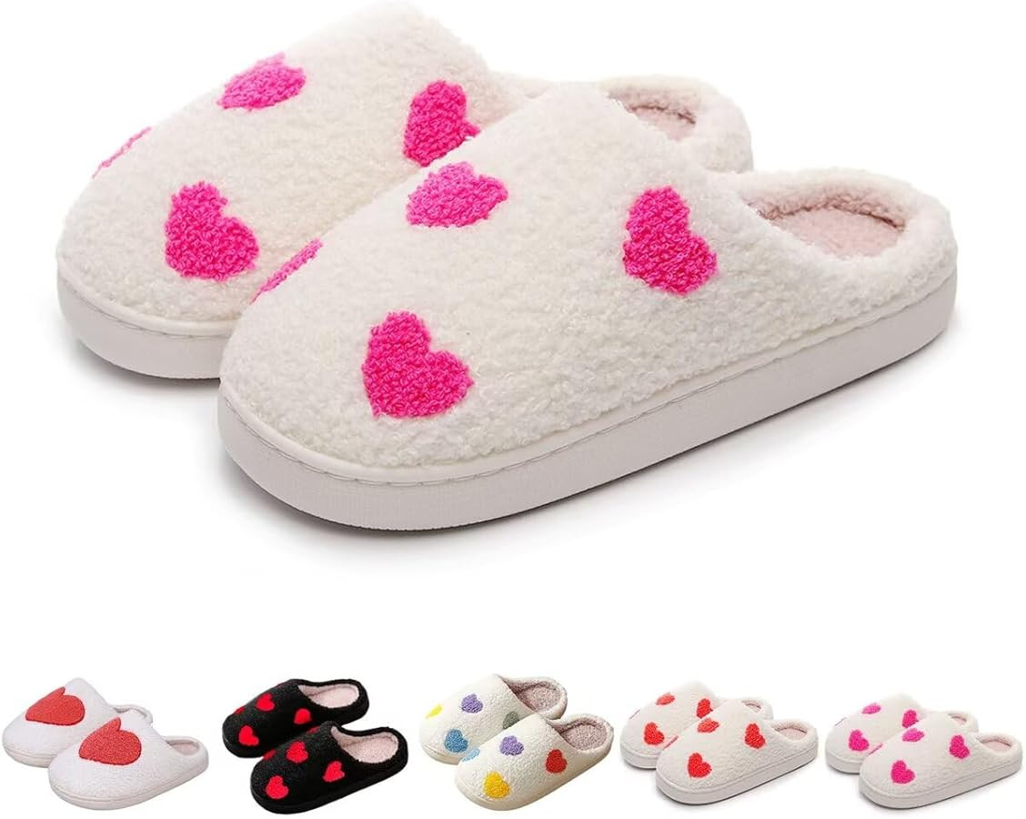 MsYmlya House Slippers for Women Men,Cute Valentine Slippers Winter Warm Cozy Couple Shoes,Cartoo... | Amazon (US)