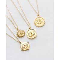 Gold Evil Eye Necklace, Large Pendant, Men Gift For Women, Protection Mother | Etsy (US)