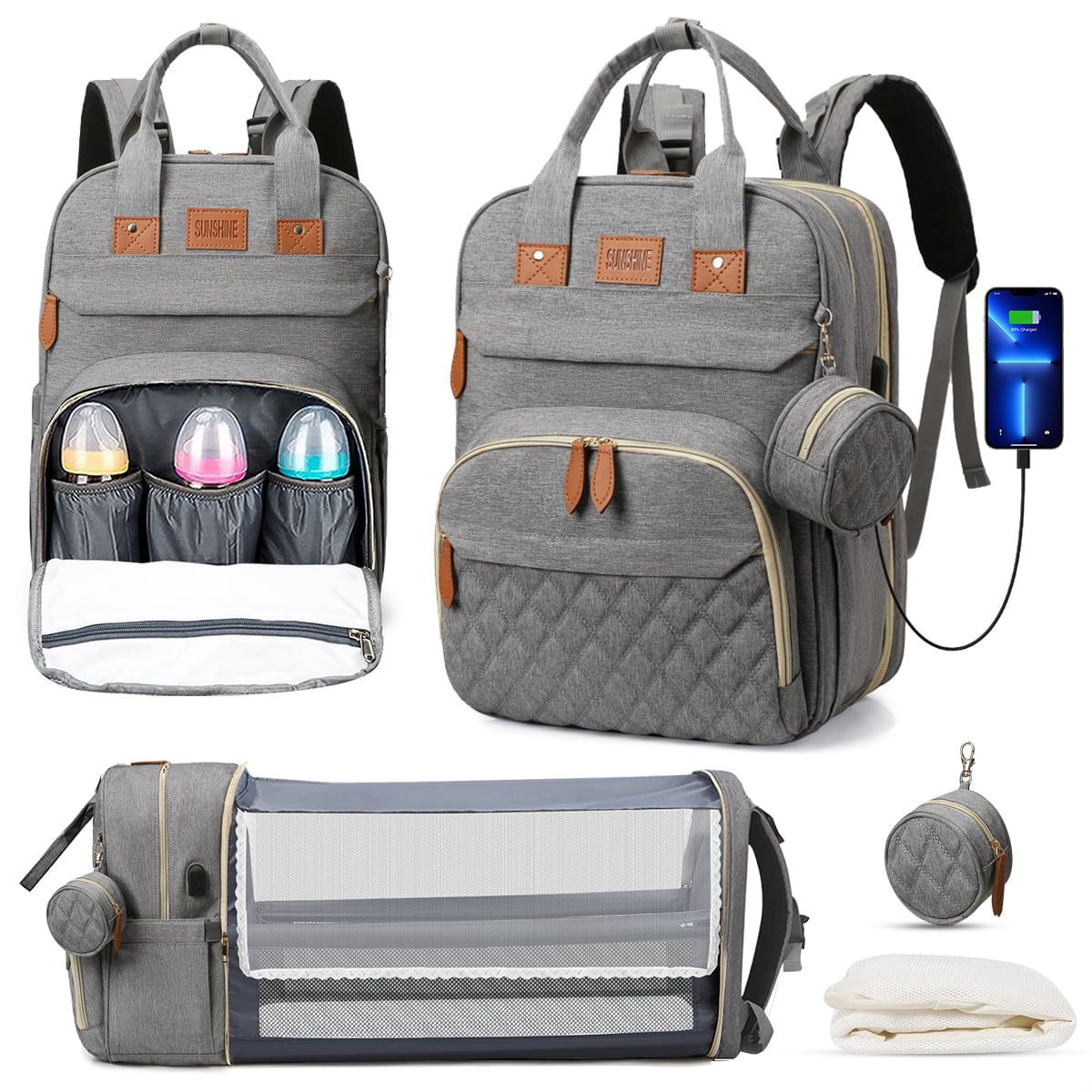 Diaper Bag Backpack, Multifunction Diaper Bag Backpack With Changing Station, USB Charging Port &... | Walmart (US)