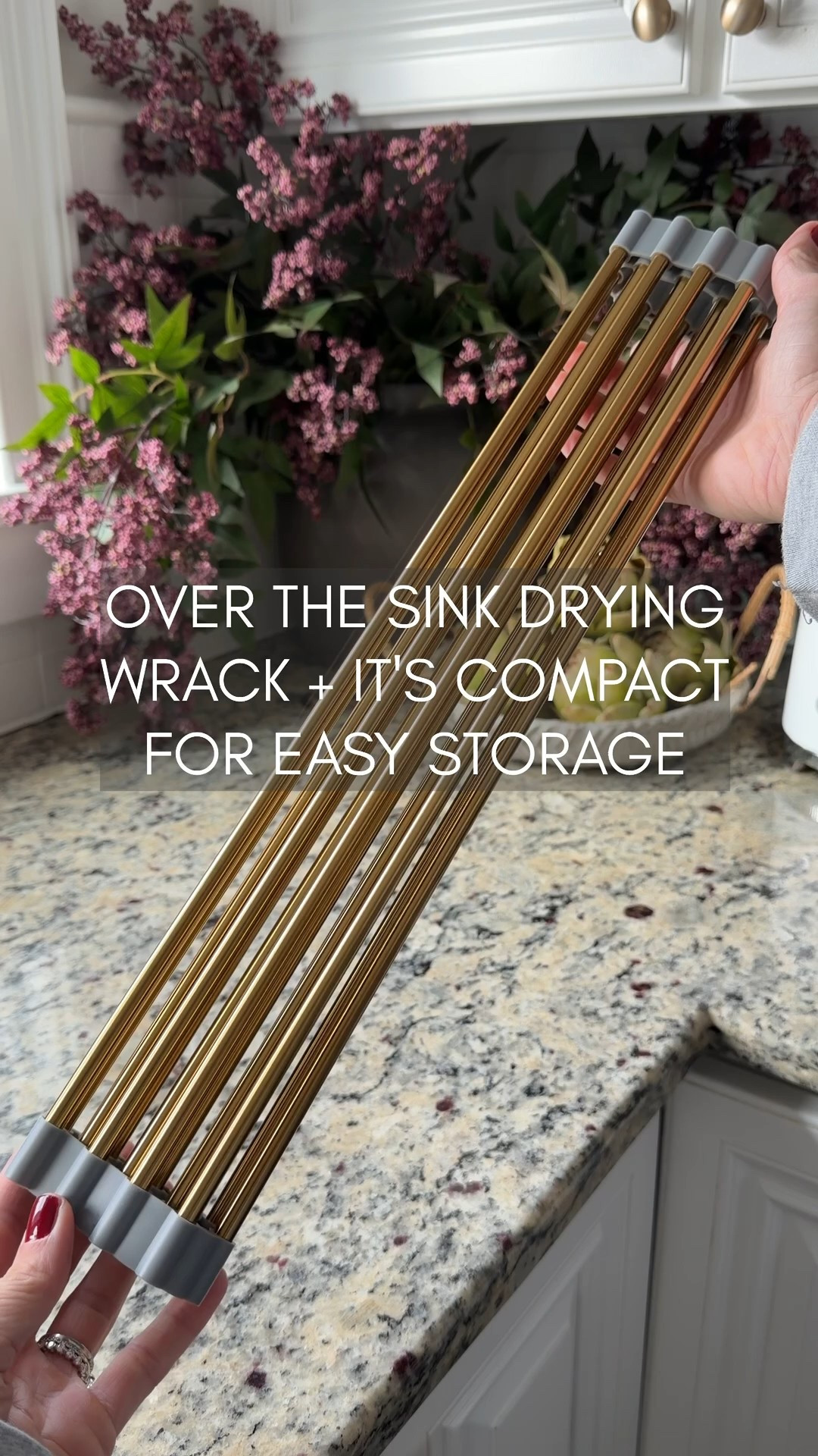 This over the sink drying wrack rolls for easy storage and looks pretty on your sink when in use! 

#LTKHome