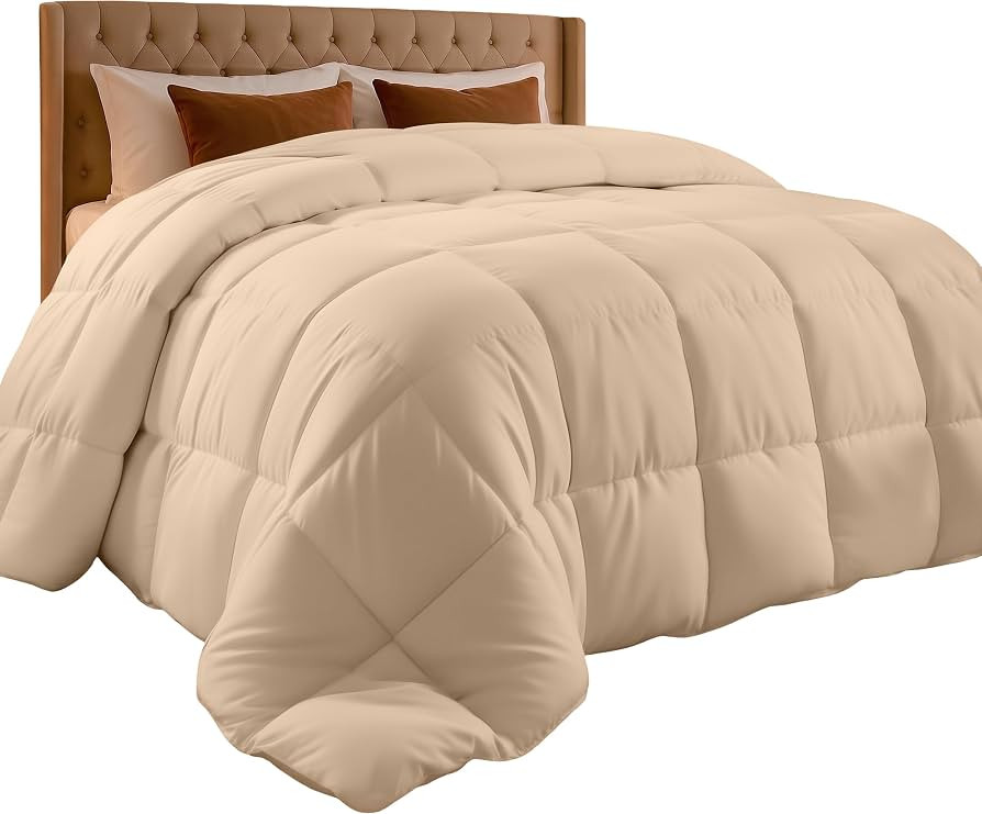 Utopia Bedding King Comforter Duvet Insert, Quilted Beige Comforter with Corner Tabs, Box Stitche... | Amazon (US)