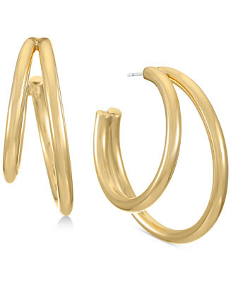 Alfani Gold-Tone Medium Double-Row Open Hoop Earrings, 1.18 | Macys (US)