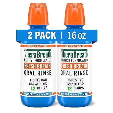 TheraBreath Fresh Breath Mouthwash, Icy Mint Flavor, Alcohol-Free, 16 Fl Oz (Pack of 2) | Amazon (US)