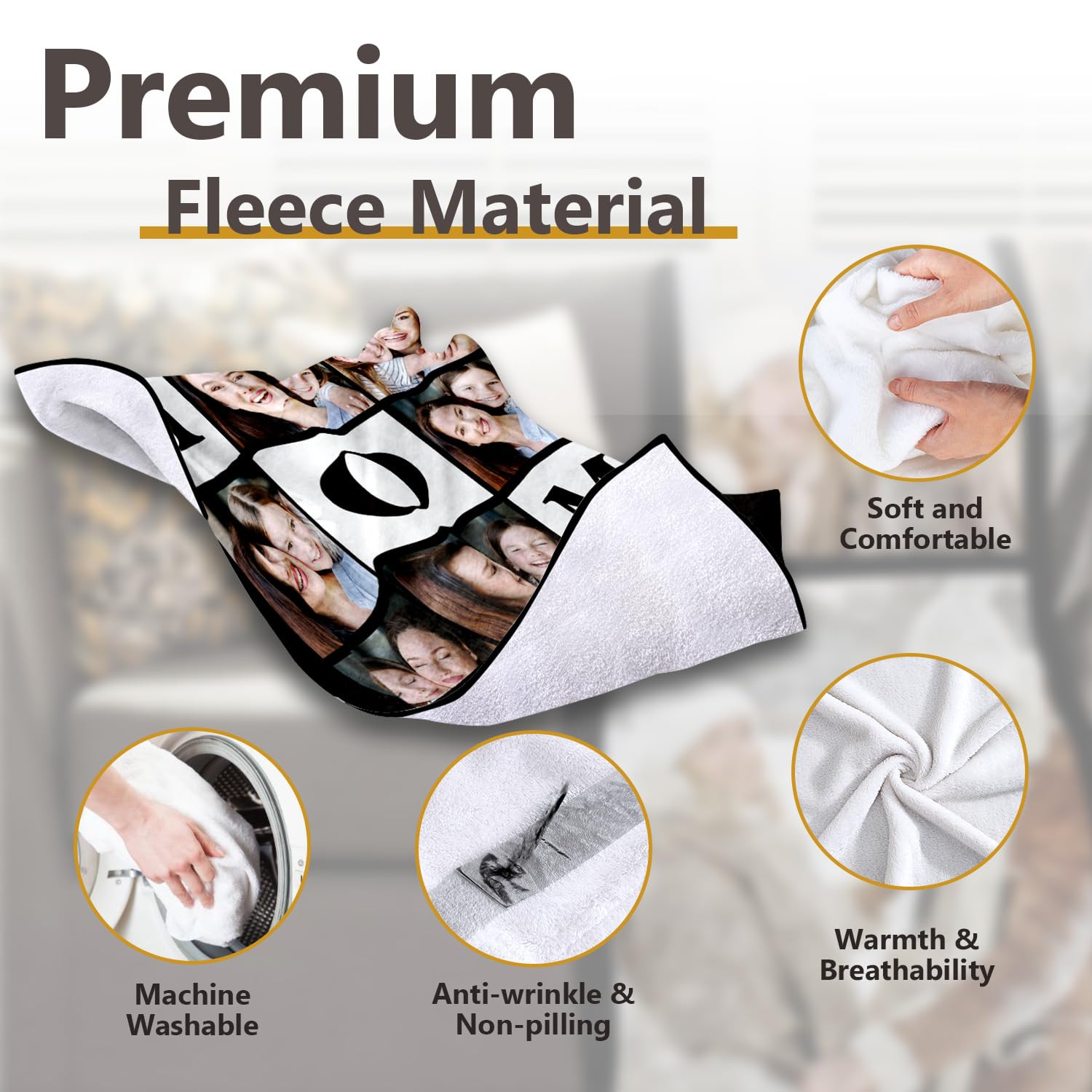 ICELIETE Ships Next Day, Personalized Gifts for Mom, Custom Blankets with Pictures Text Mother Da... | Amazon (US)