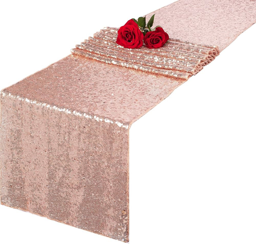 Rose Gold Glitter Sequin Table Runner 12x72 inch for Sparkling Your Party Home Table Docorations ... | Amazon (US)