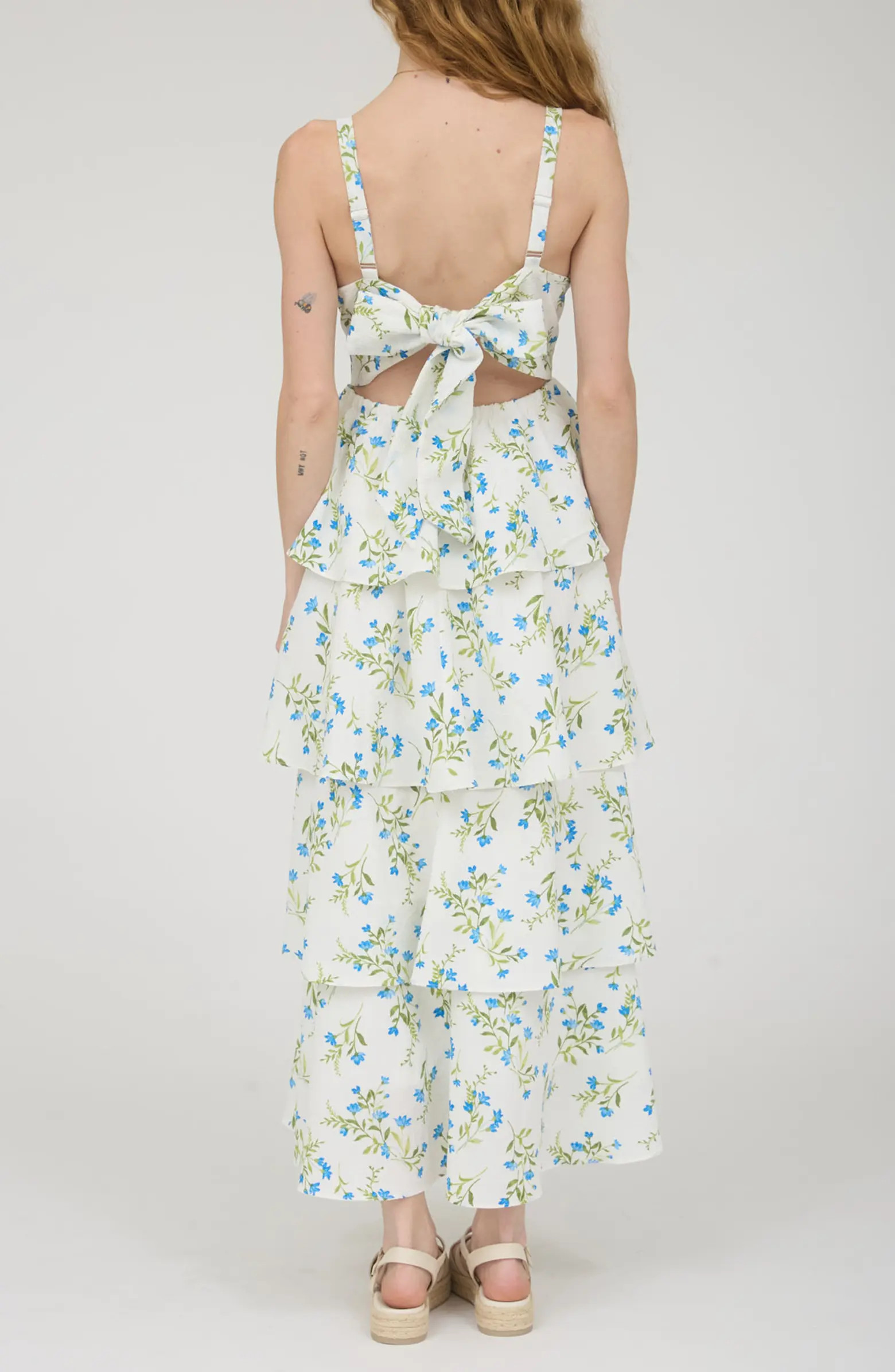 Blu Pepper Back Bow Sleeveless Tiered Maxi Dress | Nordstromrack | Nordstrom Rack