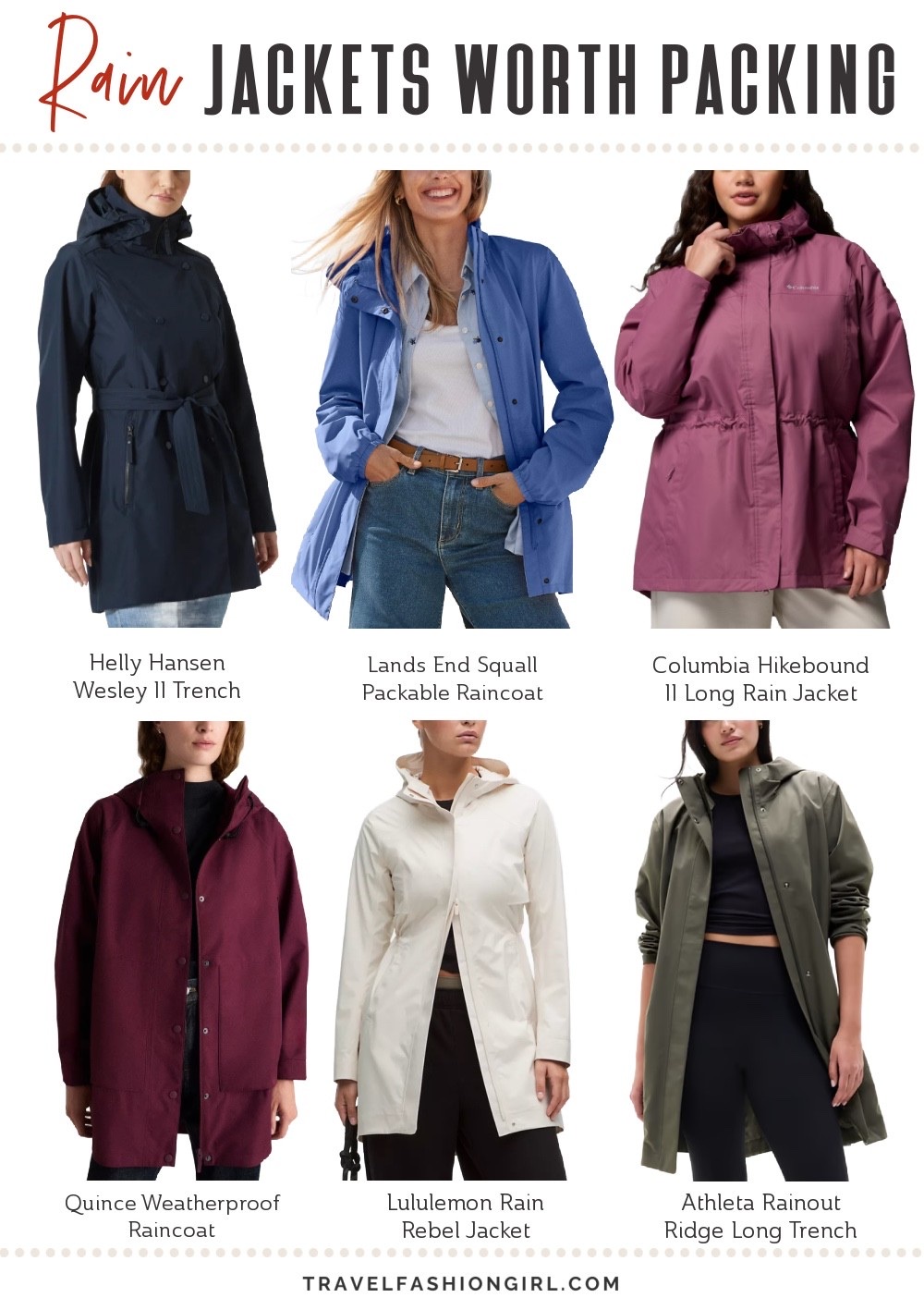 Looking for a stylish travel raincoat? ☔️ These women’s rain jackets are perfect for chic fall outfits, rainy European city breaks and outdoor adventures! 🌈

 Travel Outfit | Fall Outfit | Travel Rain Jacket | Travel Fashion | Rainy Day Outfits | Stylish Outerwear
