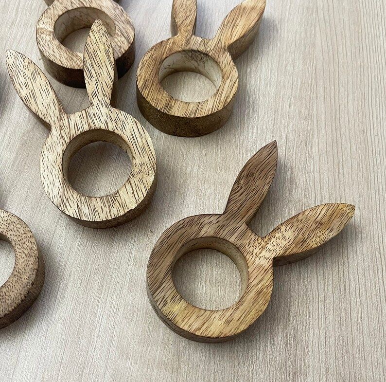 Set of 6/8 Easter Wooden Napkin Rings Bunny Napkin Ring | Etsy | Etsy (US)