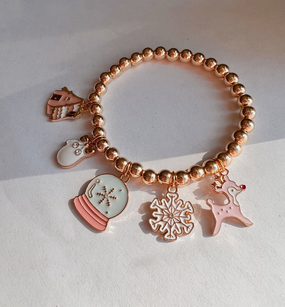 Ill Have a Pastel Christmas Charm Bracelet With 14k Gold - Etsy | Etsy (US)