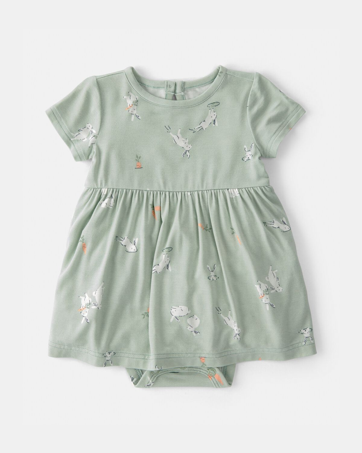 Baby Girl Easter Bunny PurelySoft Short-Sleeve Bodysuit Dress - Green | Carter's Inc