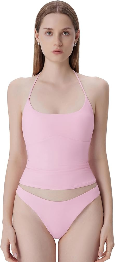 SUUKSESS Womens Halter Tops with Built in Bras Double Lined Open Back Y2K Going Out Camisole Tank... | Amazon (US)