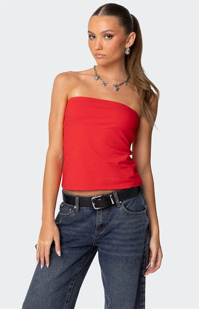 Edikted Women's Built in Bra Tube Top in Red - Size Large | PacSun