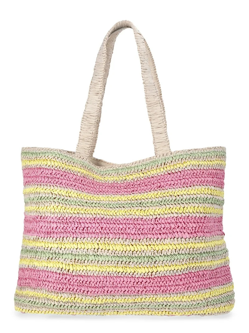 No Boundaries Women's Lemon Beach Tote Bag, Pink Lemon | Walmart (US)