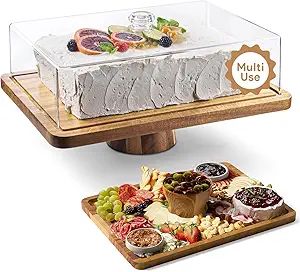 Homesphere Acacia Wood Cake Stand with Lid - Rectangular Cake Holder, 2-in-1 Dessert Table Displa... | Amazon (US)