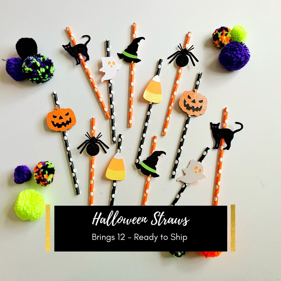 Halloween Straw Toppers Halloween Party Straw Toppers - Etsy | Etsy (US)