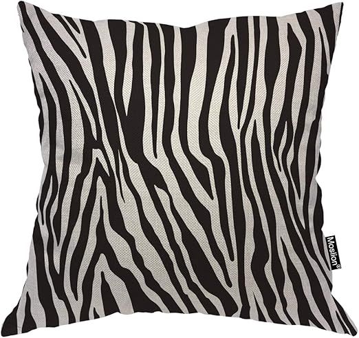 Moslion Zebra Print 18x18 Inch Pillow Case Black White Leopard Line Stripes Wild Animal Skin Deco... | Amazon (US)