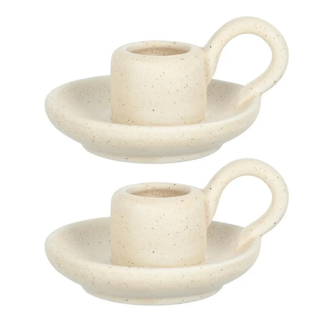 2Pcs Nordic Style Desktop Decor Ceramic Candle Holder Elegant Candlestick | Walmart (US)