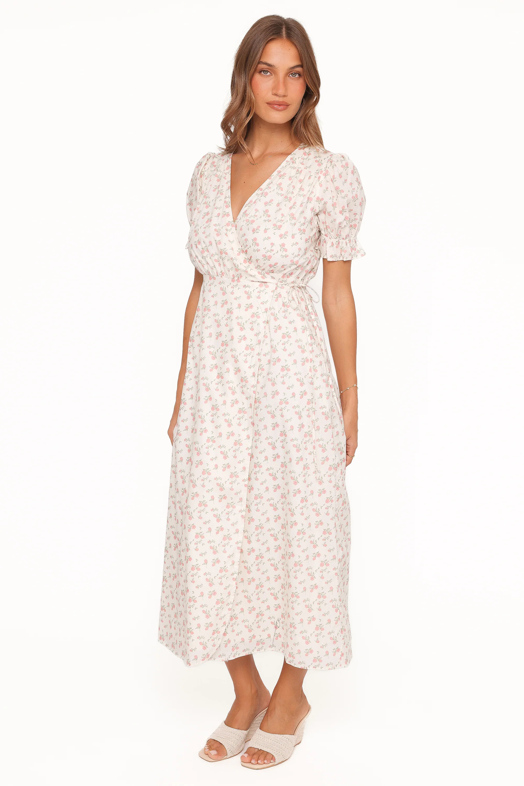 Mabella Midi Dress - Peach Ditsy Floral | Petal & Pup (US)
