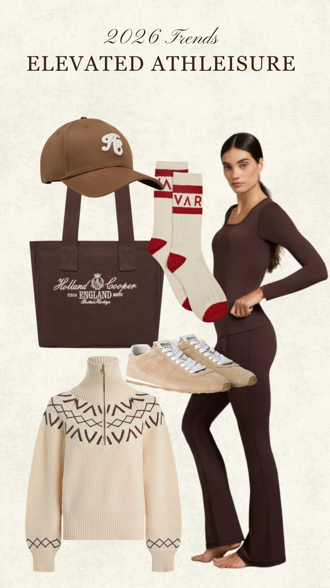 My cosy and elevated athleisure favourites for a casual wardrobe. Sport luxe style, Varley, Holland cooper. Chocolate brown and neutral style. 

#LTKstyletip #LTKwinter #LTKfitness