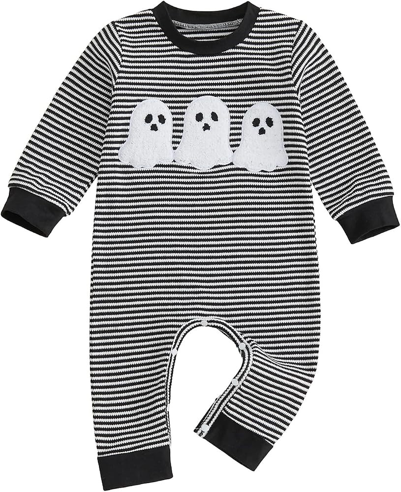 Kavousa Newborn Baby Boy Halloween Outfit Pumpkin Ghost Romper Fall Clothes     First Halloween B... | Amazon (US)
