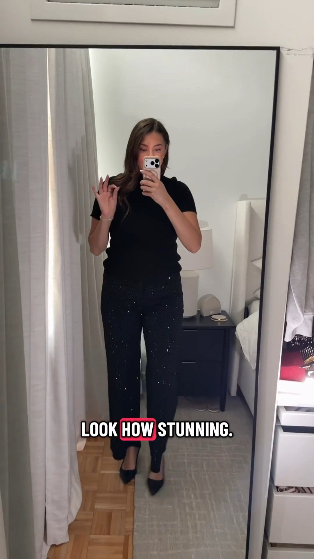 Elevated but effortless. These sparkly pants are the statement, paired with a simple black top and heels for an easy night-out look that feels polished without trying too hard. Comfortable, flattering, and fun in the best way.

Keywords: sparkly pants, evening outfit, night out look, dressy casual outfit, black outfit inspo, women’s going out outfit, chic wardrobe staples, elevated basics, modern style, fashion finds

#LTKValentine #LTKTall #LTKootd