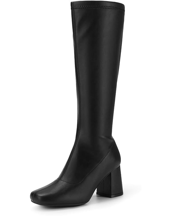 DREAM PAIRS Women's Gogo Boots, Square Toe Chunky Knee High Boots For Women | Amazon (US)