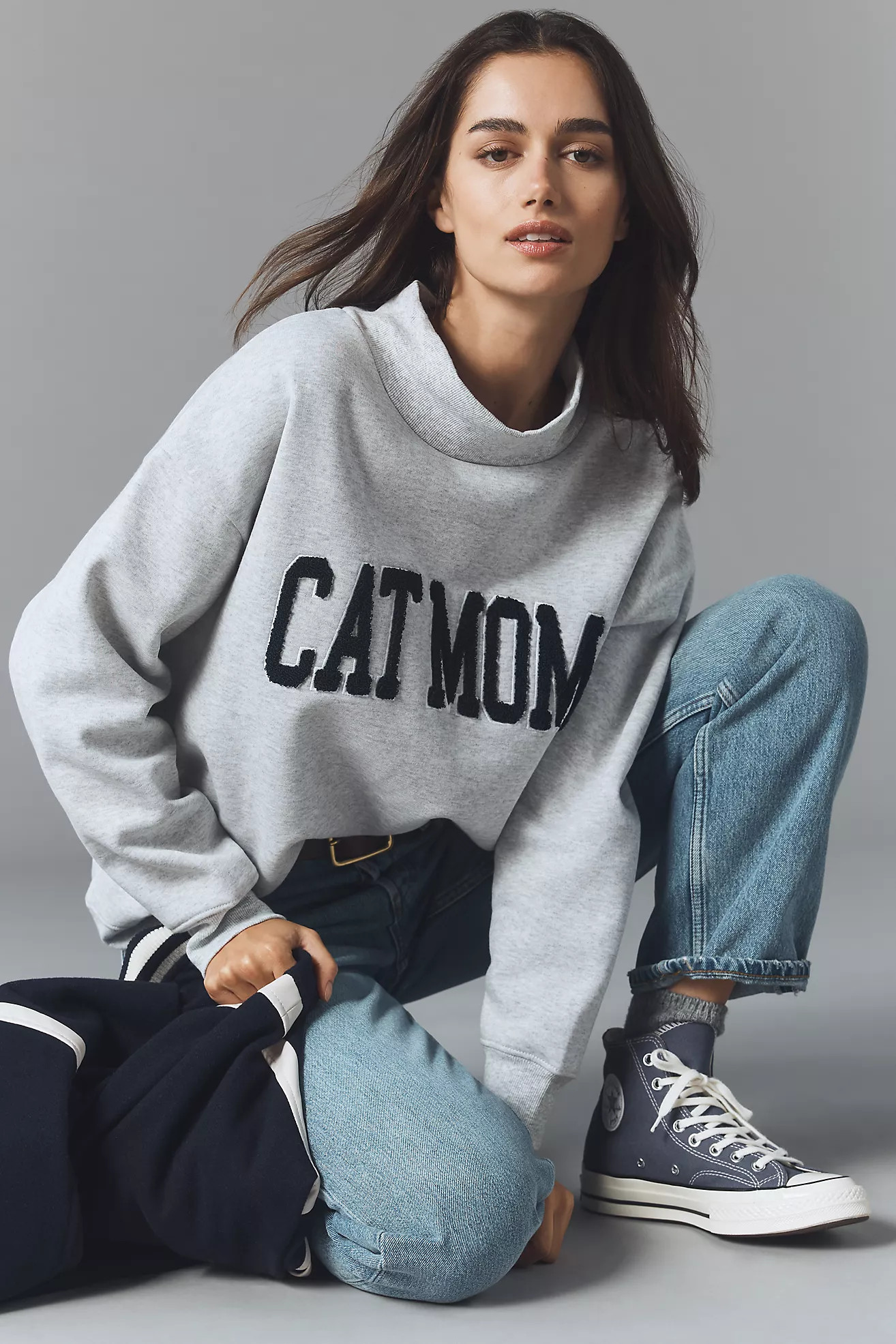 By Anthropologie Mock-Neck Pet Mom Sweatshirt | Anthropologie (US)