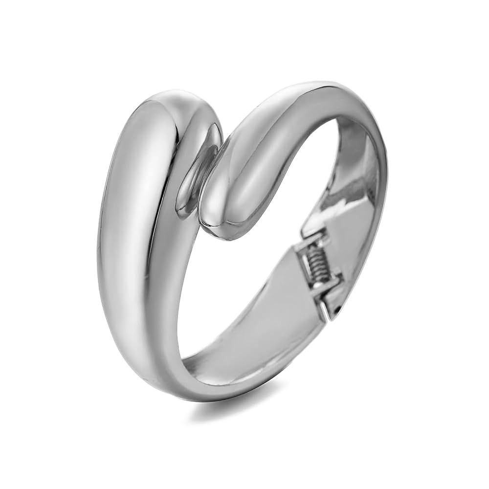 Gold Polished Chunky Twisted Hinged Waterdrop Bangle Bracelet for Women Spiraled Oval Bangle Brac... | Amazon (US)