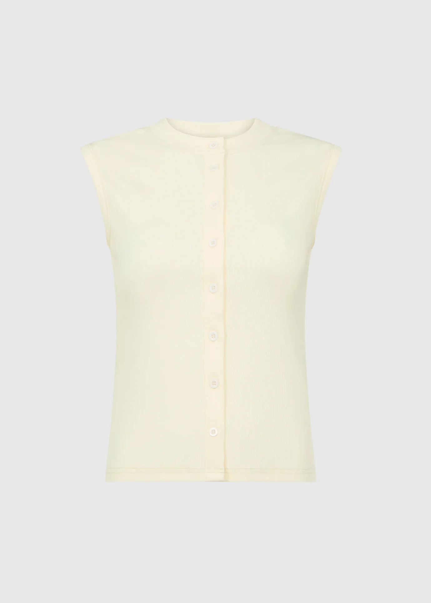 SLEEVELESS RIBBED BUTTON THROUGH - ECRU | WAT The Brand