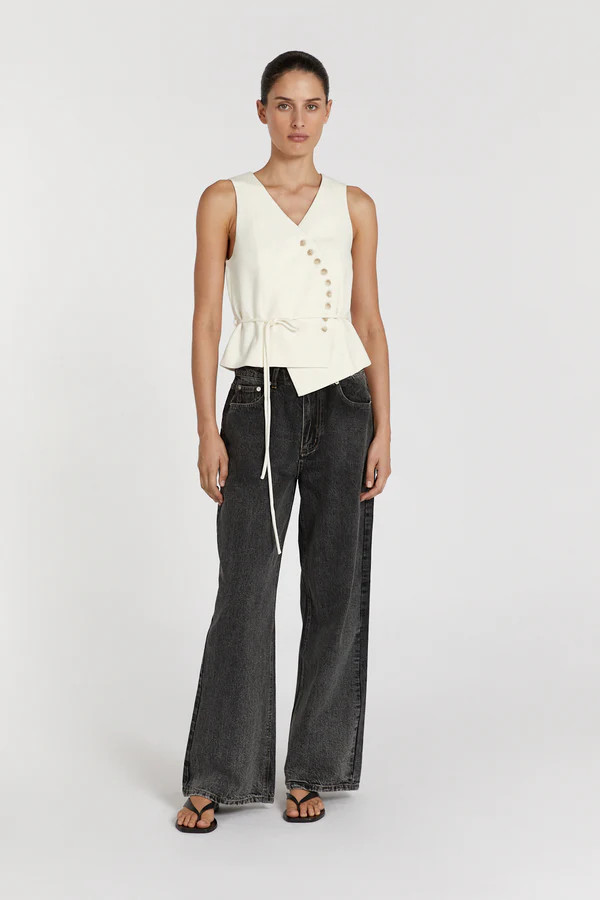 CELINE CREAM ASYMMETRICAL TOP | DISSH