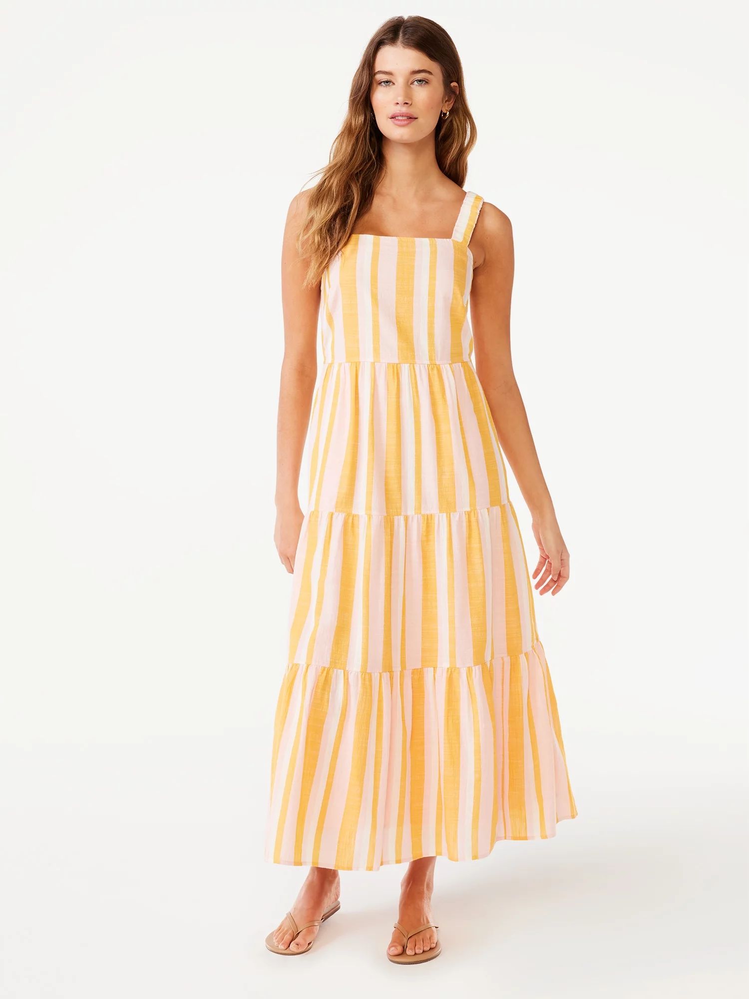 Free Assembly Women's Sleeveless Square Neck Maxi Dress with Elastic Straps, Sizes XS-XXL - Walma... | Walmart (US)