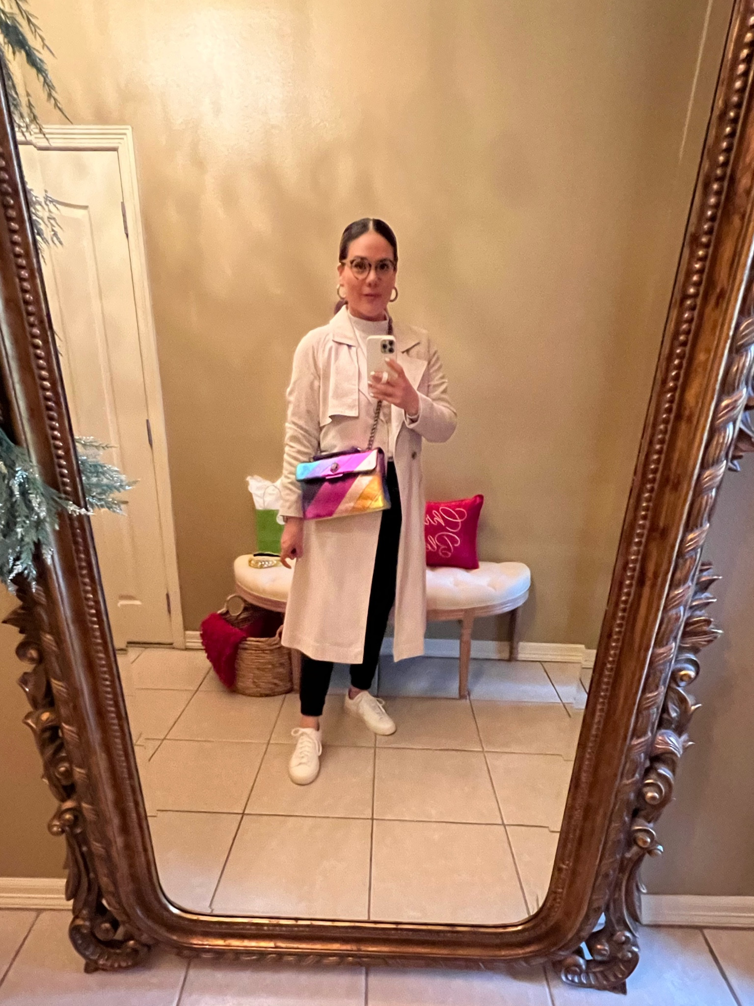 Casual chic
Winter outfit
Athleisure 
Kurt Geiger rainbow bag
Outfit idea
Veja sneakers

#LTKitbag #LTKSeasonal #LTKshoecrush