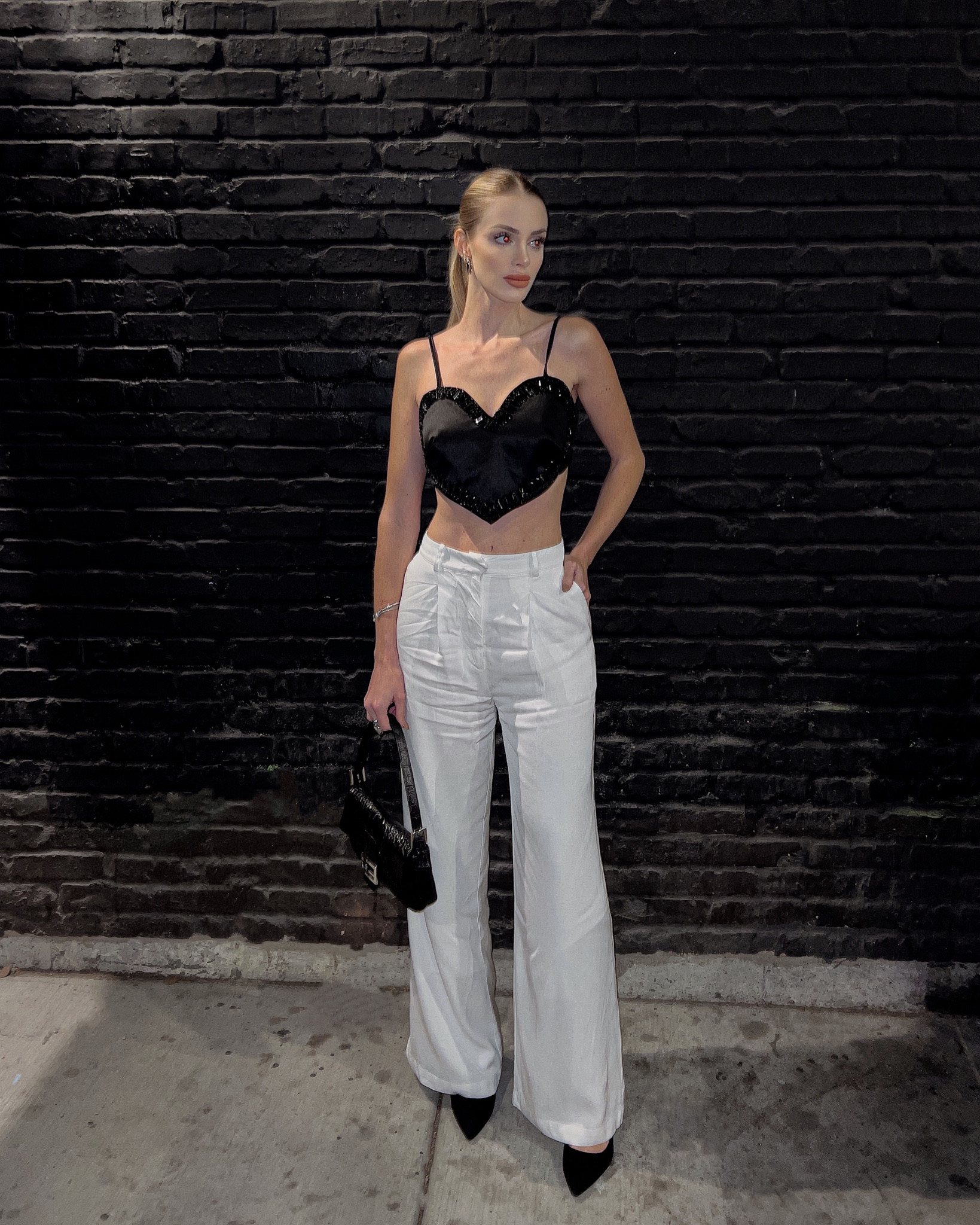 Heart crop top, white pants, float pants, night out, dinner, Valentine’s Day 

#LTKstyletip #LTKunder50 #LTKfit