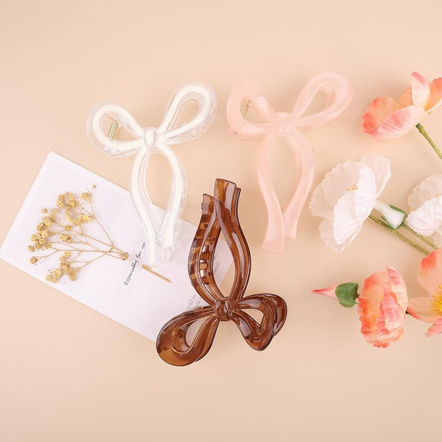 Kesfey Bow Claw Clips for Women, 3 PCS Large Bow Claw Clips Cute Hair Bows for Women Girls Strong... | Amazon (UK)