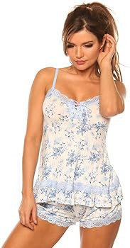 Velvet Kitten Sexy Hot Pink Lacey Date Night Short Set Polka Dot Cami Set Women's Pajama Set | Amazon (US)