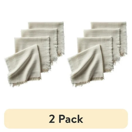 (2 pack) Better Homes & Gardens BG FRINGE 4PK NP - 20 x 20 - Beige - 57% Polyester/43% Cotton | Walmart (US)