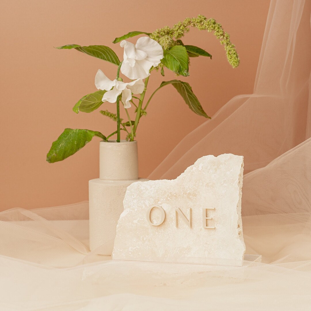 Stone Table Number With Modern Font - Etsy | Etsy (US)