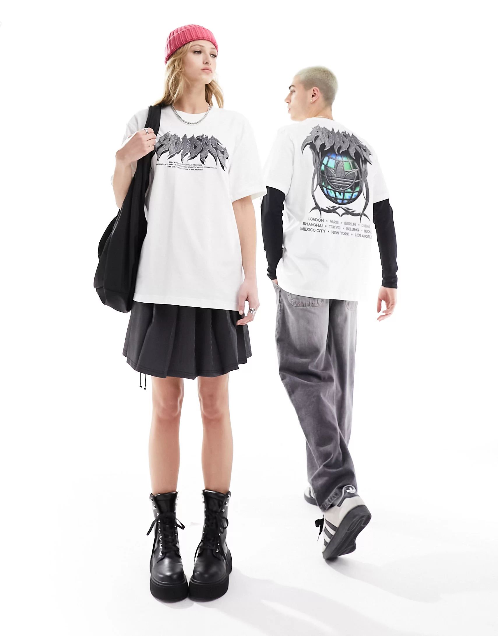 adidas Originals unisex gothic graphic t-shirt in white | ASOS (Global)