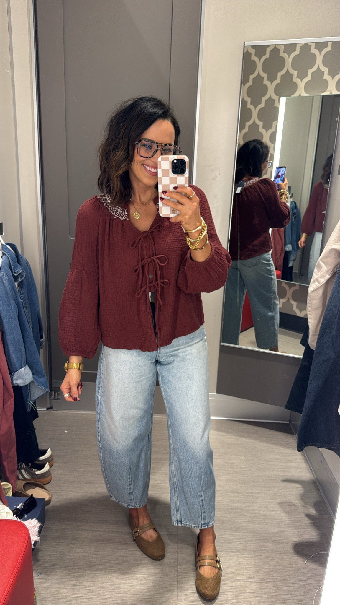 Teachers look at this cute outfit from Target! Definitely cute and classroom appropriate. I'm obsessed with this maroon top with the brown flats! Cute casual outfits target must haves brown flats women's blouses cute affordable target fits teacher mom approved women's fashion Vintage Pickin 

#LTKdayinmylife #LTKmomlife #LTKootd