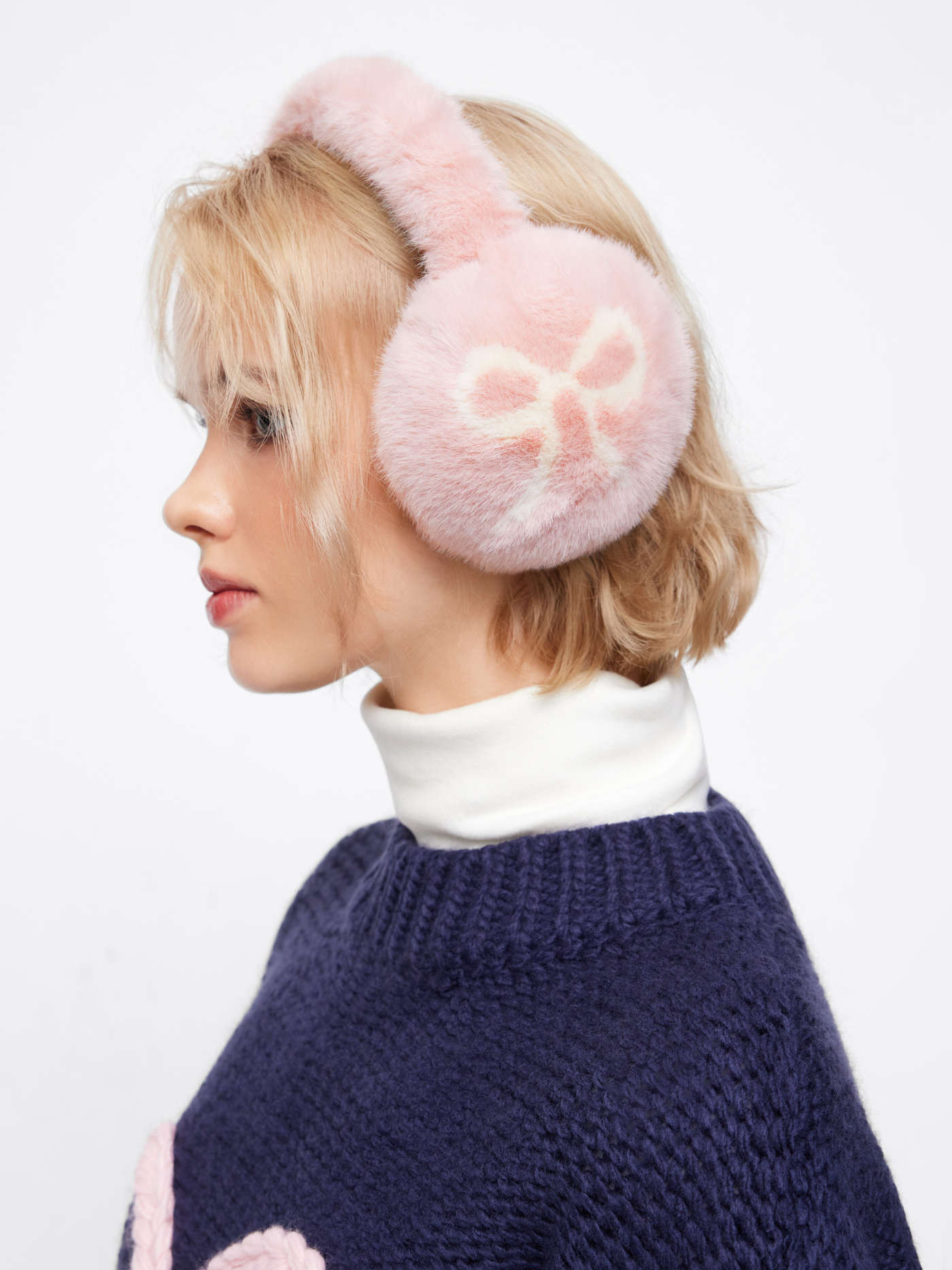 BOWKNOT PATTERN FUZZY EARMUFFS For Daily Casual | Cider