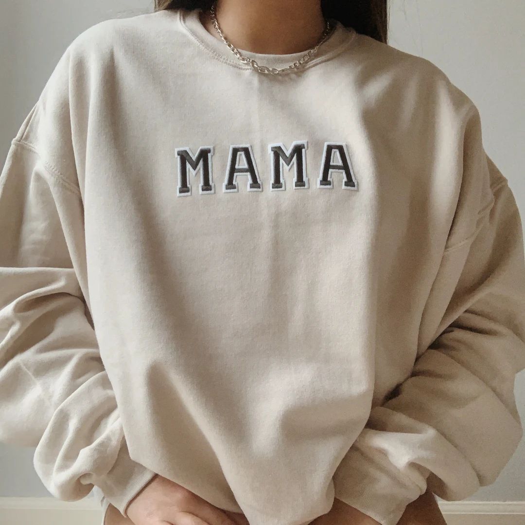 Mama Sweatshirt Mama Shirt Pregnancy Announcement Ideas mama Crewneck Mama Sweater New Mom Sweats... | Etsy (US)